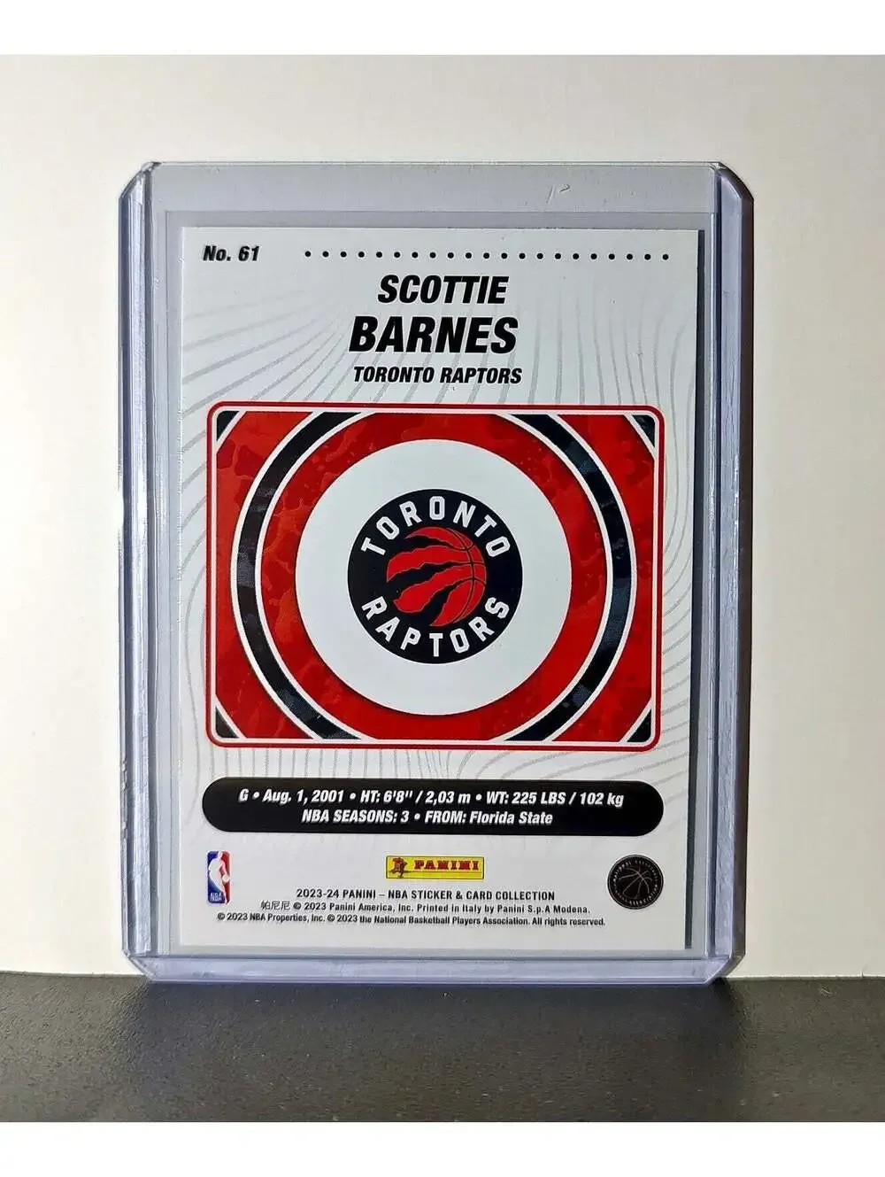 Scottie Barnes 2023-24 Panini NBA #61 Sticker Card Toronto Raptors